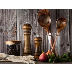 Ahşap Baharat Tuz Öğütücü Değirmen Tuzluk Baharatlık 14 cm ve 21 cm 2'li Set Kahverengi