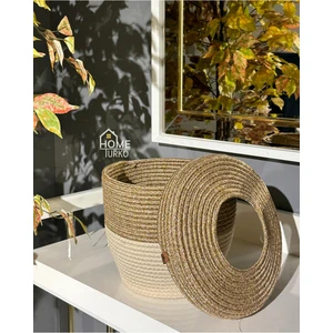 Home Turko Jüt, Hasır, Çöp Kovası, Mutfak Çöp Kovası, Banyo Çöp Kovası, Doğal, Natürel, Jüt Kova, Modern Kova