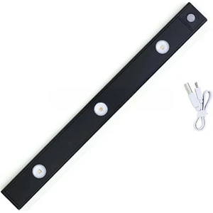 Bella Slim 40 cm Şarjlı ve Sensörlü LED Kabinet Armatürü – Siyah, Enerji Tasarruflu ve Pratik Aydınlatma