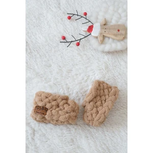 Yenidoğan Panduf Patik 0-3M Kahverengi Erkek Minimal Bebek Hediyesi Alize Puffy İp Örgü OEKO TEX Sertifika