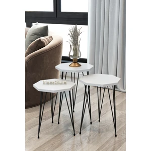 Mass Store 3'lü Zigon Sehpa Sekizgenmodel Tel Ayak
