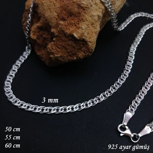 Bir Gümüş Aşkı 925 ayar gümüş nonna model zincir 3 mm