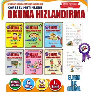 Hızlı Okuma Renkli Heceli Ses Gruplarına Göre 6 Kitap(Karesel Metinlerle Okuma Hızlandırma Seti)