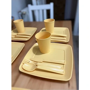 Holly Home Magic 32 Parça 6 Kişilik Fermuarlı Çanta Piknik Seti Sarı Yıkanabilir