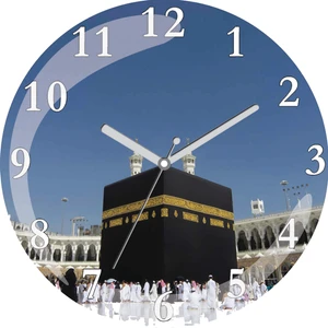 Art Hediye Kabe Islami Çap 30CM Sessiz Akar Bombeli Gerçek Cam Duvar Saati