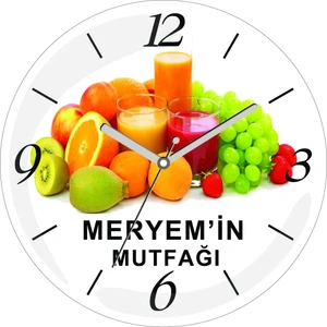 Art Hediye Kişiye Özel Vitamin Mutfak Saati Çap 30CM  Bombeli Gerçek Cam Duvar Saati
