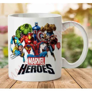 1-1134 Marvel Heroes Iki Tarafı Baskılı Kupa Bardak