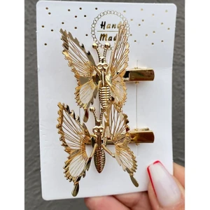 2'li Altın Renk Hareketli Metal Kelebek Toka