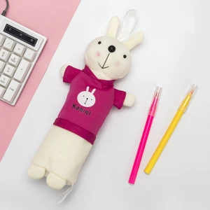 Tavşan Temalı Peluş Sevimli ve Şirin Kalem Kutusu - Pembe