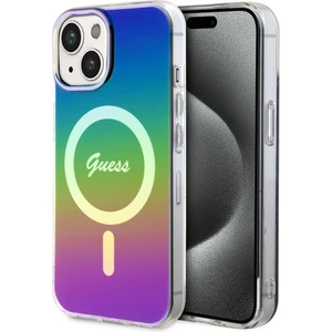 iPhone 15 Plus Uyumlu Kılıf Guess Orjinal Lisanslı Magsafe Şarj Özellik Yazı Logolu Iridescent Siyah