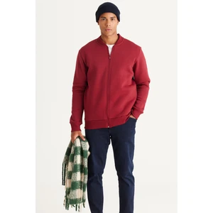 Altınyıldız Classics Erkek Bordo Standart Fit Normal Kesim Içi Polarlı 3 Iplik Kolej Yaka Pamuklu Sweatshirt Ceket