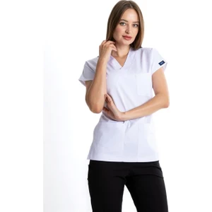 Uçak Medikal Beyaz Coreflex Kadın Likralı Tek Üst