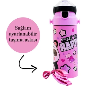 MUGGLE Pipetli Çelik Matara MT-2635 Panda Desenli 550 ml