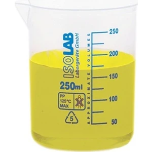 ISOLAB Beher - P.P - Kısa Form - Mavi Skala - 250 ml