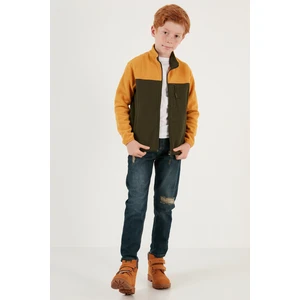 Yumuşak Dokulu Fermuarlı Renk Bloklu Dik Yaka Cepli Polar Unisex Çocuk Polar 5905001