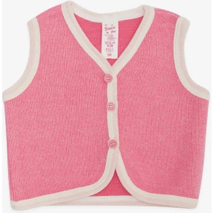 Kız Bebek Yelek Düğmeli 0-9 Ay, Pembe
