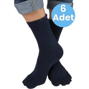 Unisex 6'lı Bambu Mantar Çorabı Parmak Çorap 36-44 Numara