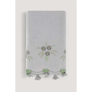 Arliva Home Küpelı Kadıfe Nakıslı Çeyız Havlusu Grı 50X85