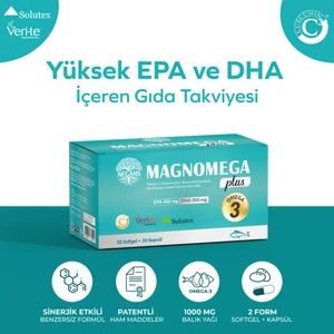 Magnomega Plus - 1000mg Balık Yağı, Omega 3, 400mg EPA 300mg DHA, Vitamin C,
Selenyum, Koenzim Q10, Resveratrol içeren Multivitamin Takviyesi 30 Softjel + 30 Kapsül