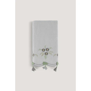 Arliva Home Küpelı Kadıfe Nakıslı Çeyız Havlusu Grı 30X50