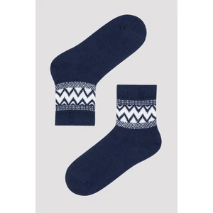 Erkek Çocuk Lacivert Zigzag Soket Çorap