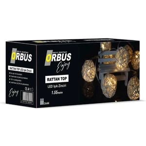 Rattan Top LED Işık - 10 Adet Örgü Işık Topu Pilli 1.5metre