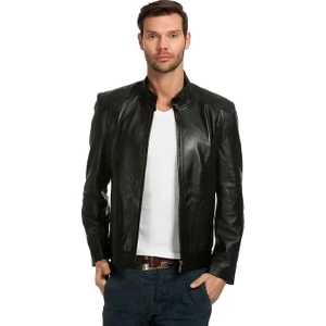 Erkek Hakiki Deri Mont - 1905 Siyah