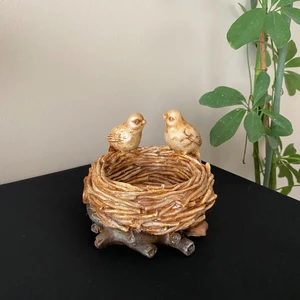 2 Kuşlu Dekoratif Polyester Sepet