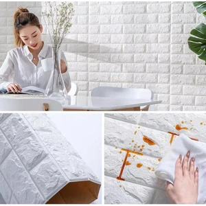 50X70CM Beyaz 3D Dekoratif Kendinden Yapışkanlı 3D Esnek Duvar Kağıdı Kaplama Paneli Estetik Köpük