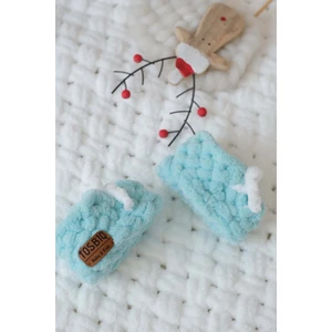 Yenidoğan Bebekler için Örgü 0-3M Beyaz Fiyonklu Mint Erkek Alize Panduf Patik Hediye Organik Sertifika