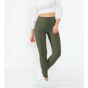 Şule Butik Yüksek Bel Toparlayıcı Içi Polarlı Şardonlu Dalgıç Kumaş Yeşil Tayt