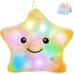 '' LED Twinkle Star Yumuşak Peluş Yastık Oyuncaklar Parlayan Doldurulmuş Yıldız Işıklı Yastık Peluş Renkli Gece Işıkları ile Yürümeye Başlayan Çocuklar Için Doğum Günü (Sarı) (Yurt Dışından)