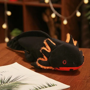 Axolotl Peluş Oyuncak, Doldurulmuş Hayvan, Gerçekçi Sevimli Ambystoma Peluş Oyuncak, Çocuklar Için Hediyeler, 20 Inç Uzunluğunda Siyah, Ev Dekorasyonu (Yurt Dışından)