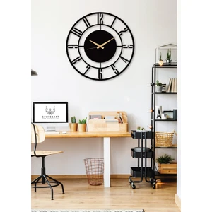 Gowpenart Dizayn Gowpenart Daktilo Rakamlı Metal Siyah Duvar Saati - Ev / Ofis Saati - Hediye Saat - 60 x 60 cm