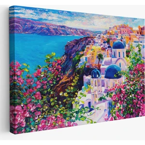 Santorini Yunanistan Güzel Bir Kızın Kavramsal Soyut Resmi