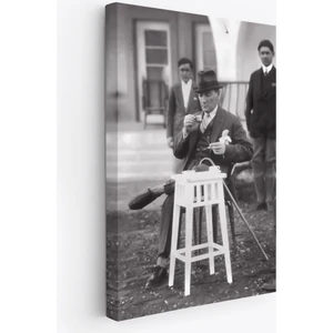 Harita Sepeti Atatürk Portre Tablosu Mustafa Kemal Atatürk Dikdörtgen Dekoratif Kanvas Tablo