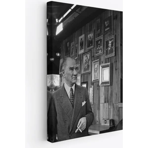 Harita Sepeti Atatürk Portre Tablosu Mustafa Kemal Atatürk Dikdörtgen Dekoratif Kanvas Tablo