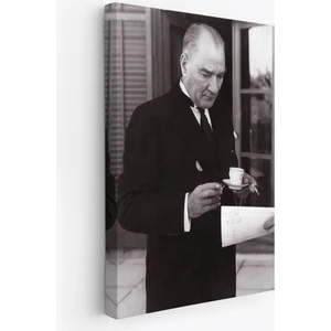 Harita Sepeti Atatürk Portre Tablosu Mustafa Kemal Atatürk Dikdörtgen Dekoratif Kanvas Tablo