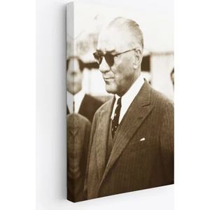 Harita Sepeti Atatürk Portre Tablosu Mustafa Kemal Atatürk Dikdörtgen Dekoratif Kanvas Tablo