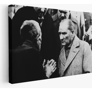 Harita Sepeti Atatürk Portre Tablosu Mustafa Kemal Atatürk Dikdörtgen Dekoratif Kanvas Tablo