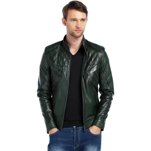 Erkek İşlemeli Hakiki Deri Mont