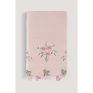 Arliva Home Küpelı Kadıfe Nakıslı Çeyız Havlusu Pudra 50X85