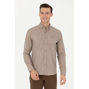 U.S. Polo Assn. Erkek Camel Desenli Gömlek 50276574-VR015