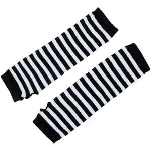 Şık Kışlık Sıcak Siyah We Striped Uzun Parmaksız Eldiven (Yurt Dışından)