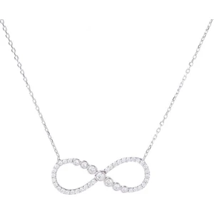 Sonsuzluk Model-1 Zirkon Taşlı 925 Ayar Gümüş Kadın Kolye