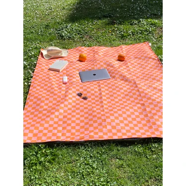 Morning Person Plaj Piknik Kamp Için Su Geçirmez Örtü 140X170CM Turuncu