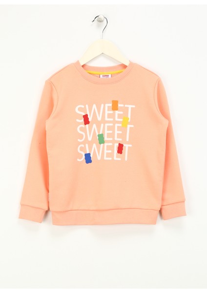 Kabartma Kız Çocuk Somon Sweatshırt HRBTXT306 Haribo Çocuk Sweatshirt fiyatları