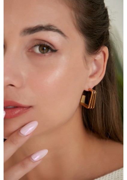Kadın Luxo Model Çelik Altın Kaplama 3 Sıra Vintage Stil Tasarım Günlük Abiye Elbise Kombin Küpe indirimleri