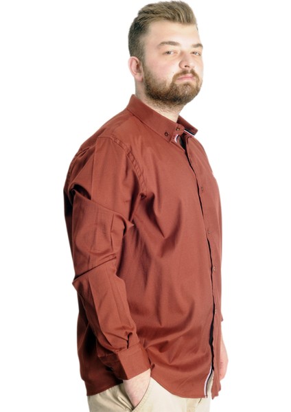 Büyük Beden Erkek Gömlek U.kol Tom Oxford 23303 Mürdüm modelleri