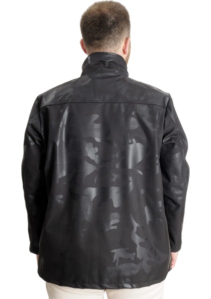 Büyük Beden Erkek Waterproof Softshell 23232 Siyah